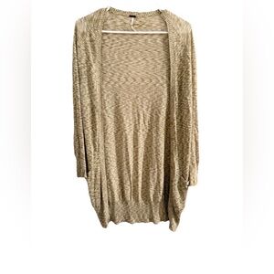 Free People Sheer Longline Space Dye Cardigan Women Medium Green Beige Yellow